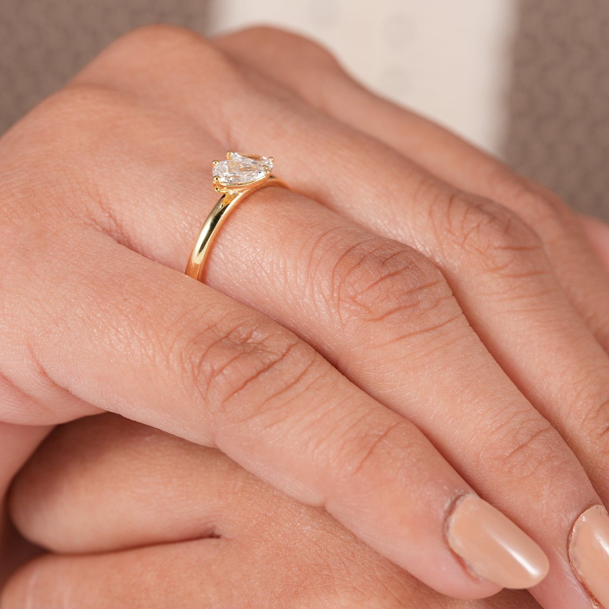 Toi Et Moi Pear Lab Diamond Engagement Ring