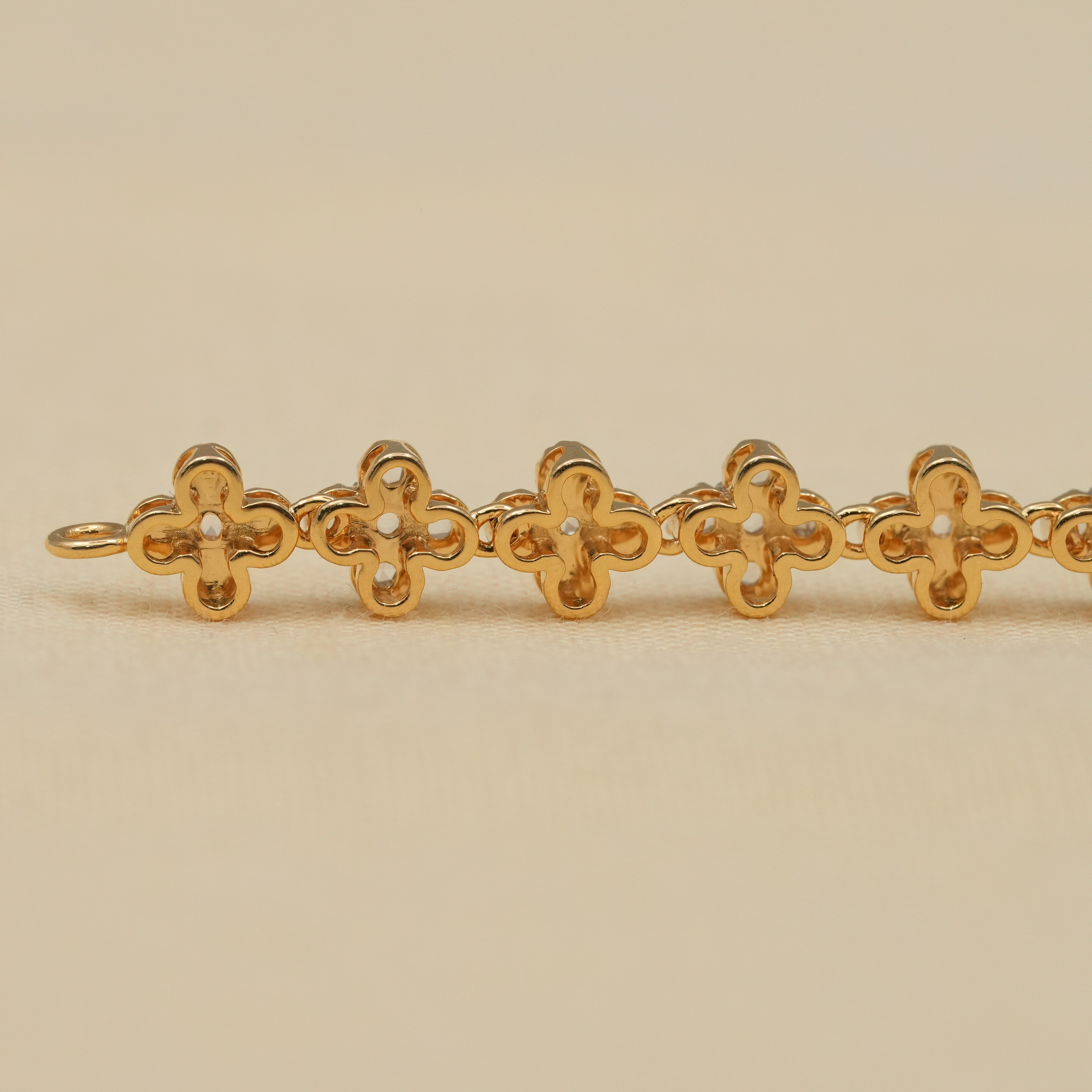 Motif Design Floral Rose Cut Lab Diamond Tennis Bracelet