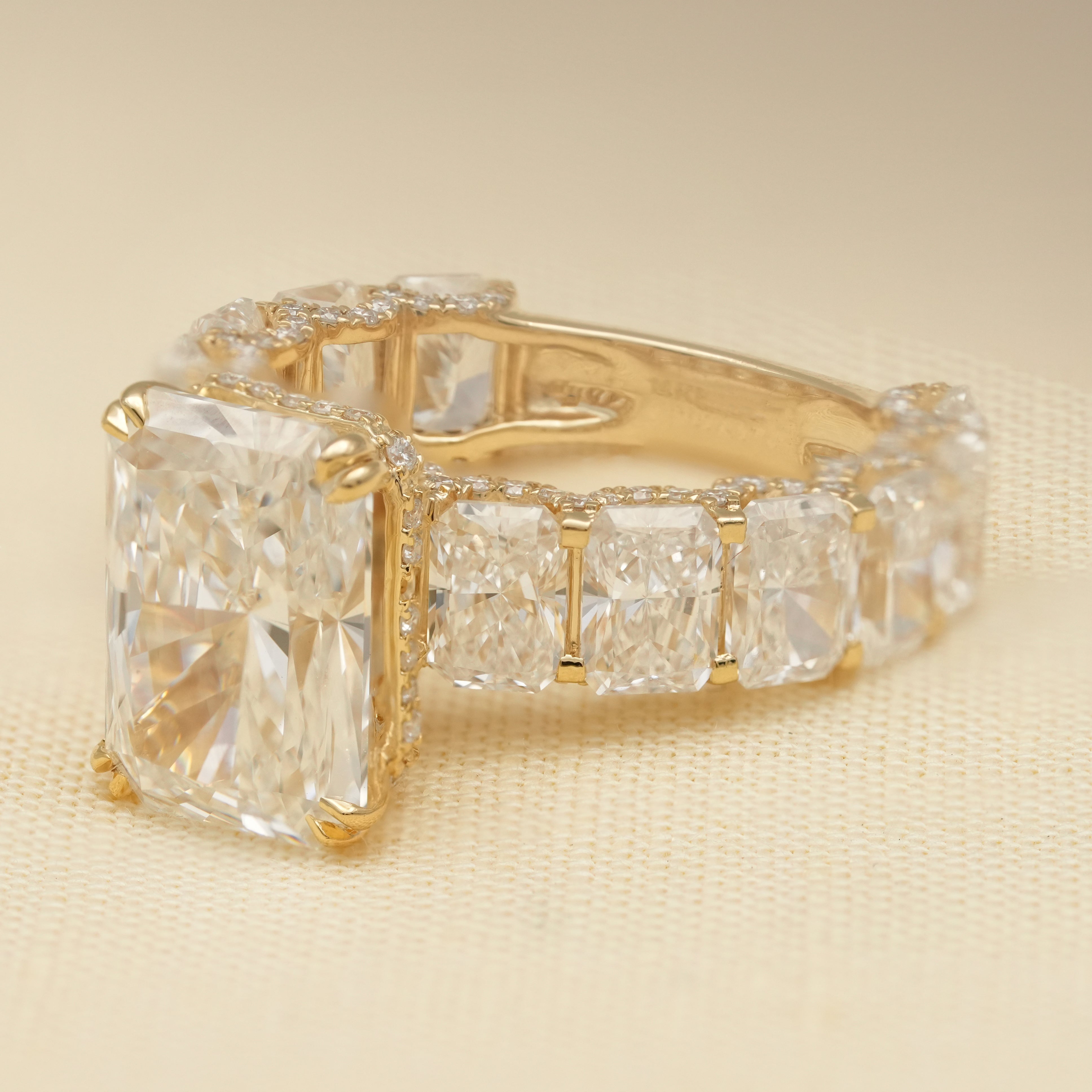 Radiant Cut Lab Diamond Ring with Hidden Halo Diamond Band