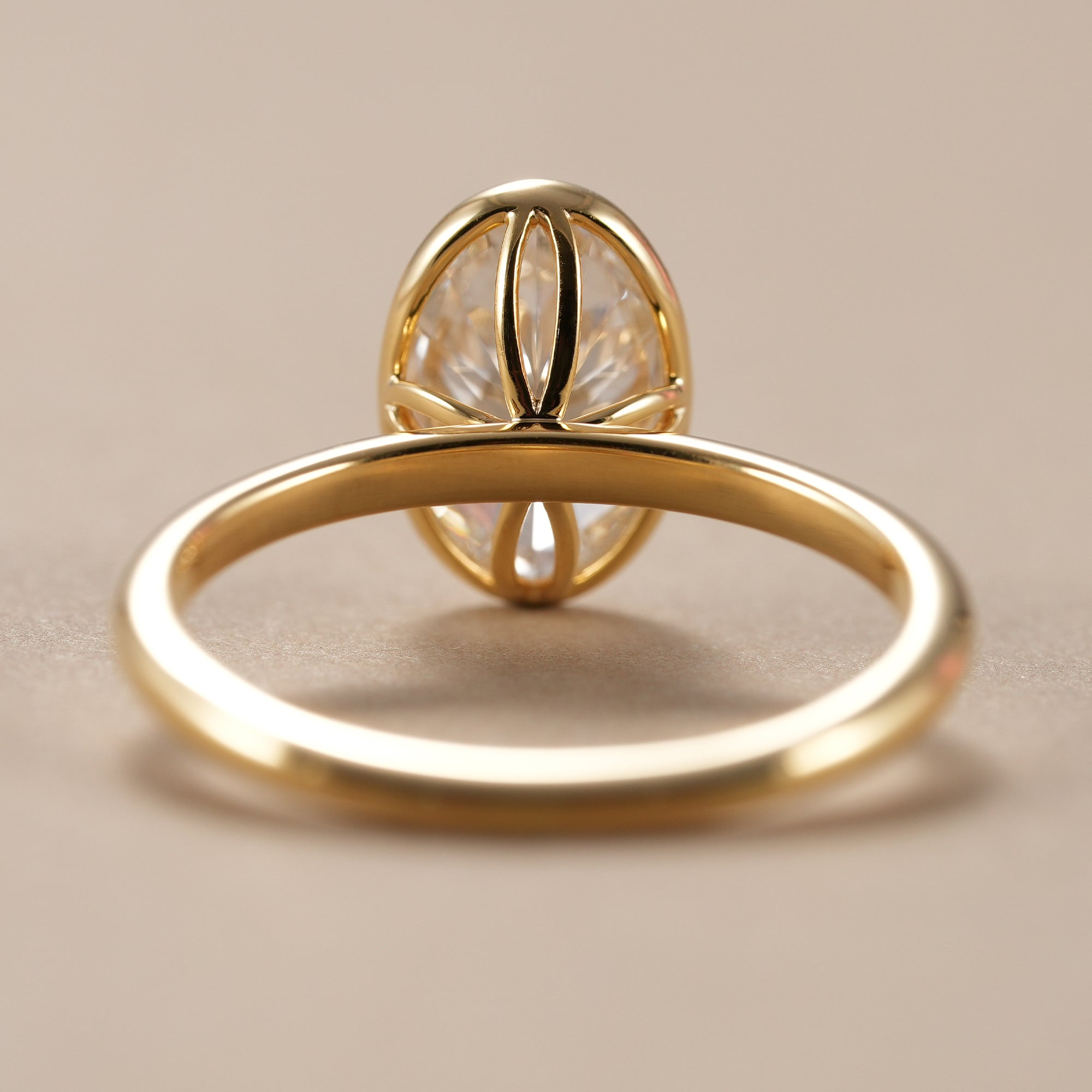 Bezel Set Oval Cut Lab Diamond Solitaire Engagement Ring