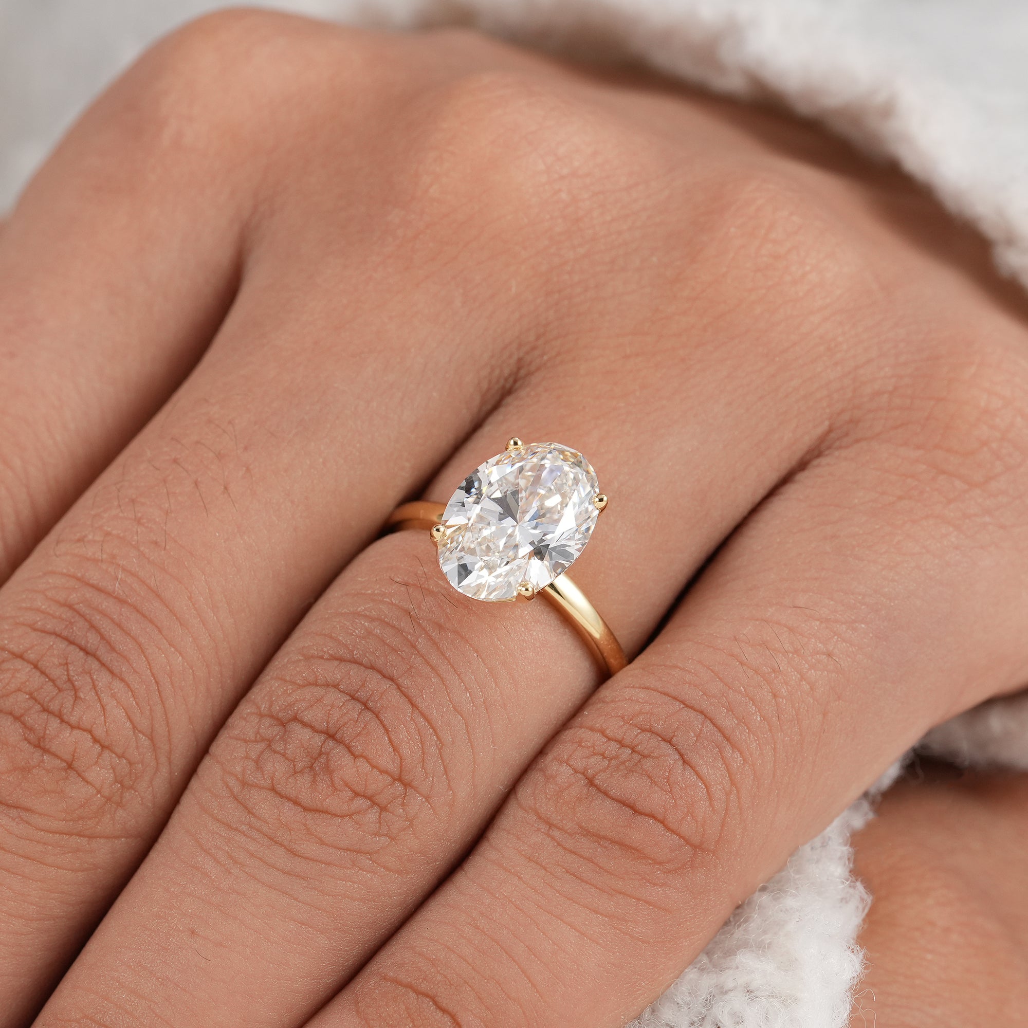 Luxury 3.5 carat lab grown oval diamond engagement ring.