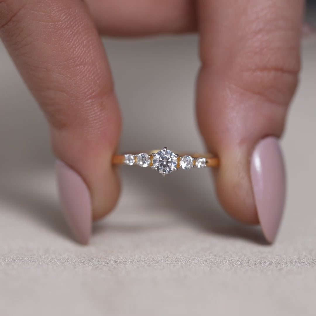 Five Stone Round Cut Lab Grown Diamond Ring
