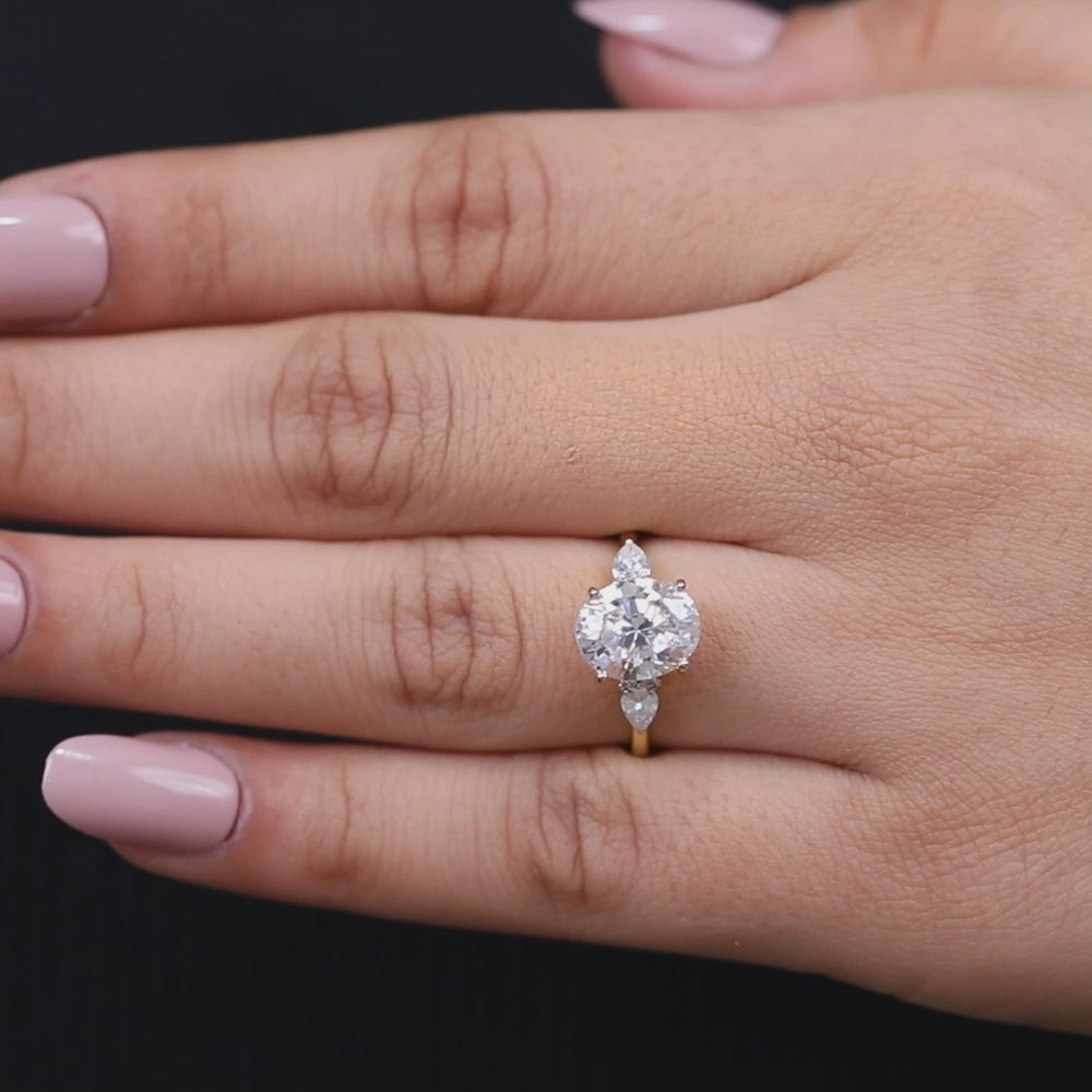 Oval Three Stone Diamond Engagement Ring