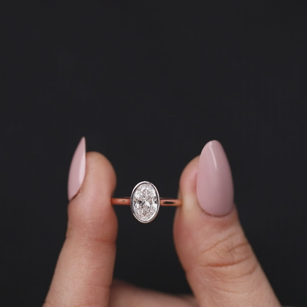 Bezel Set Oval Lab Diamond Solitaire Engagement Ring