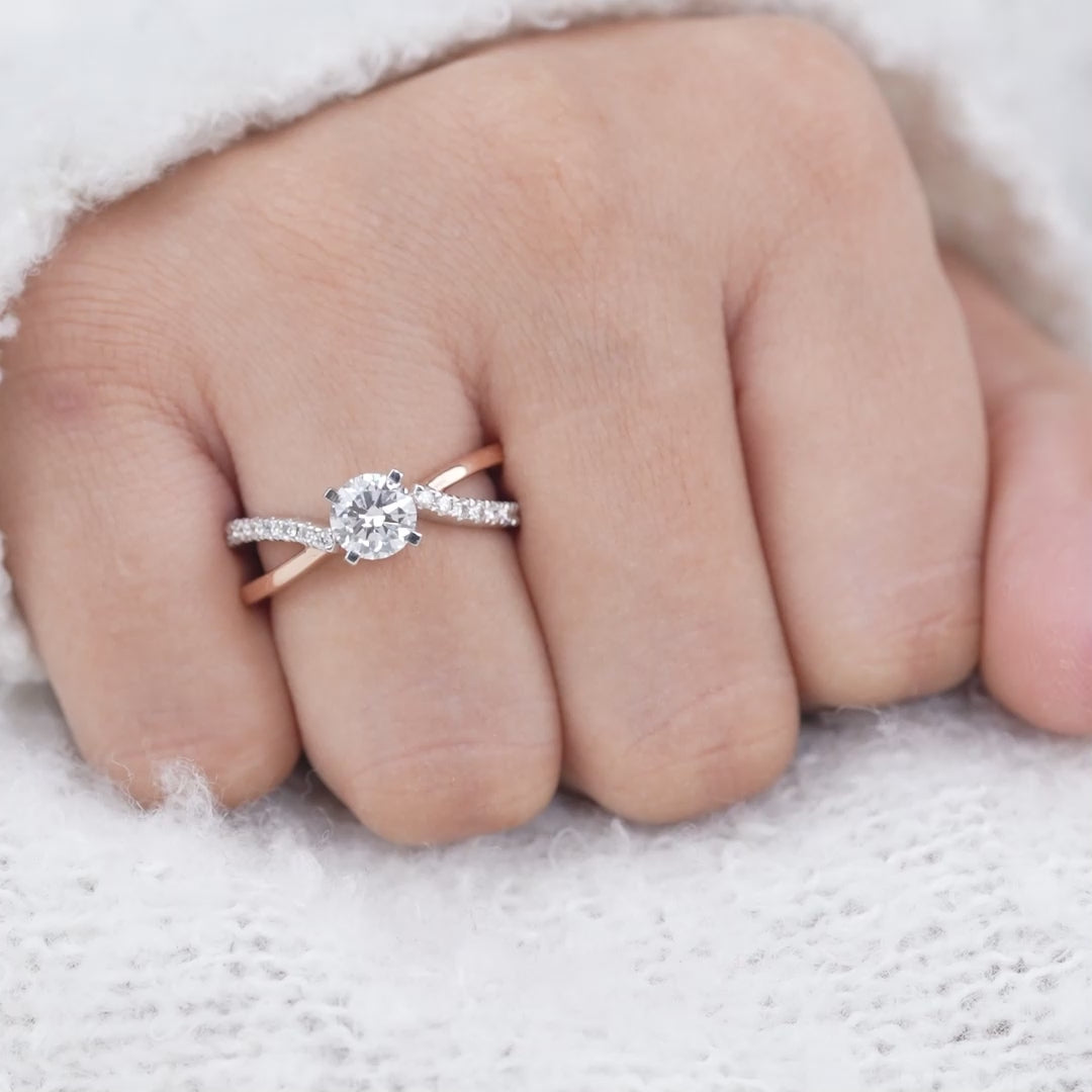 Round Lab Diamond Engagement Ring with Split Shank Band