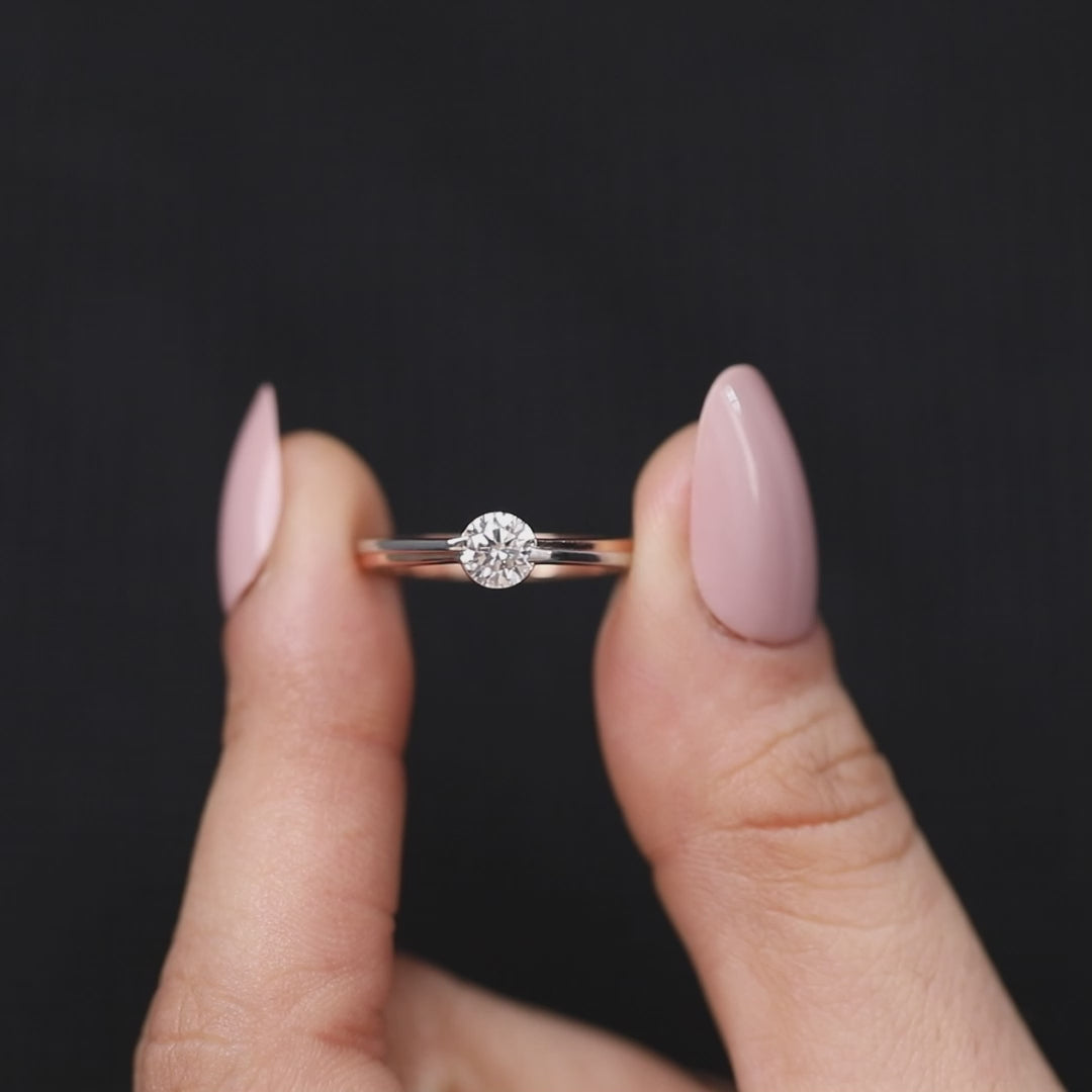 Classic Set Round Lab Grown Diamond Solitaire Engagement Ring