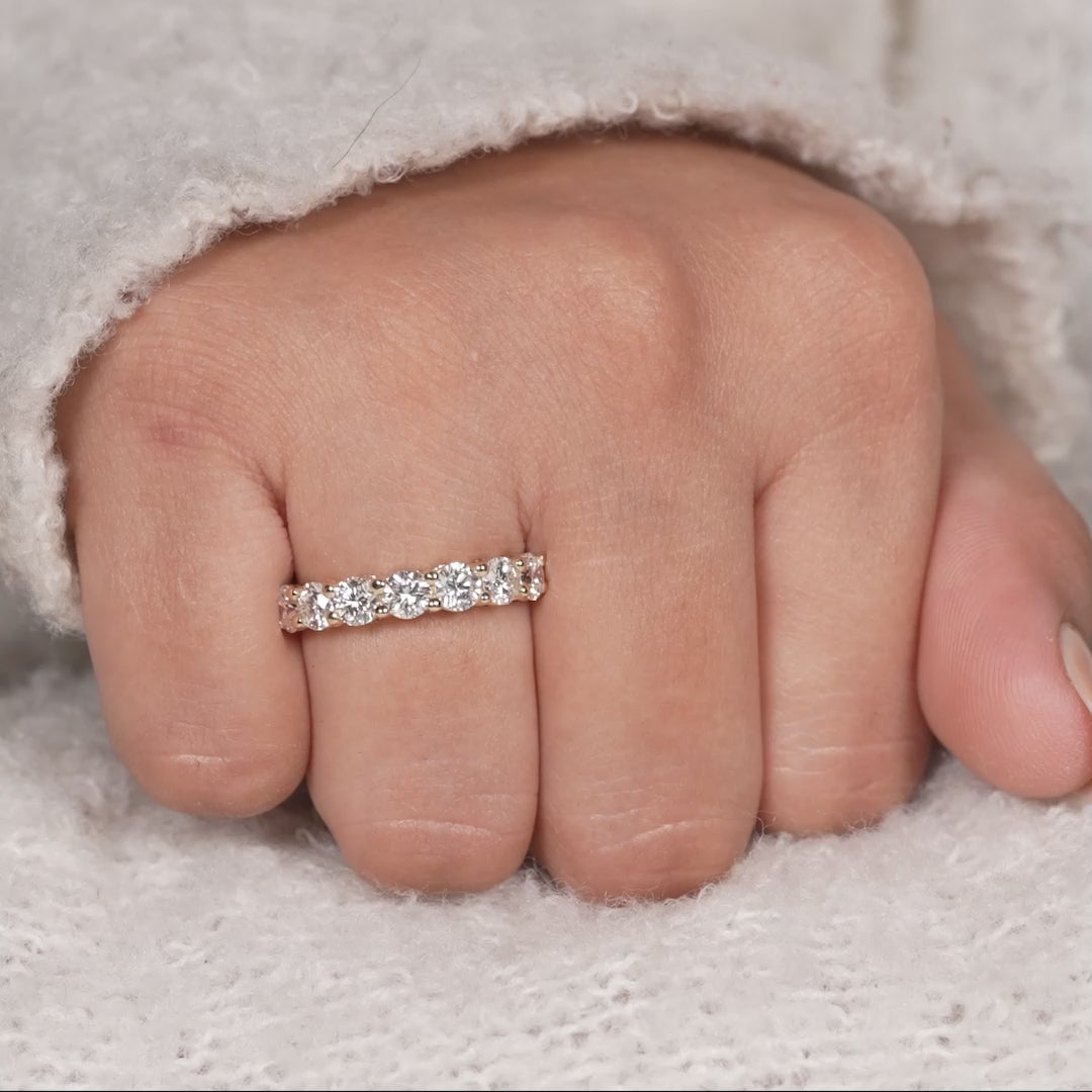 Seven stone diamond anniversary band with round brilliant lab diamonds