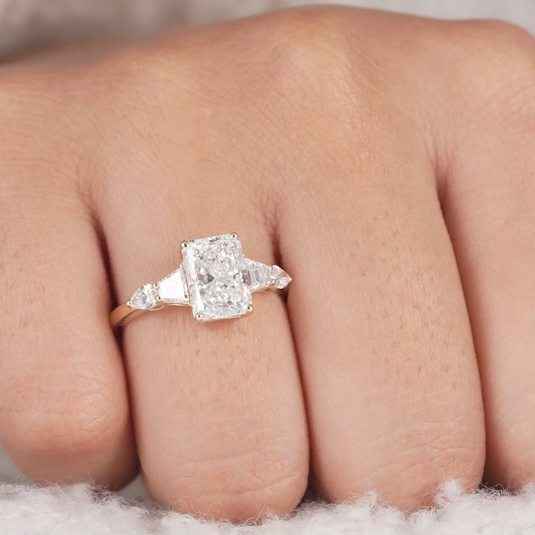 Five Stone Radiant Cut Lab Grown Diamond Engagement Ring