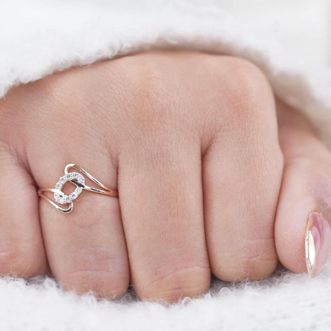 Luxury Abstract Loop Lab Diamond Minimalist Open Ring