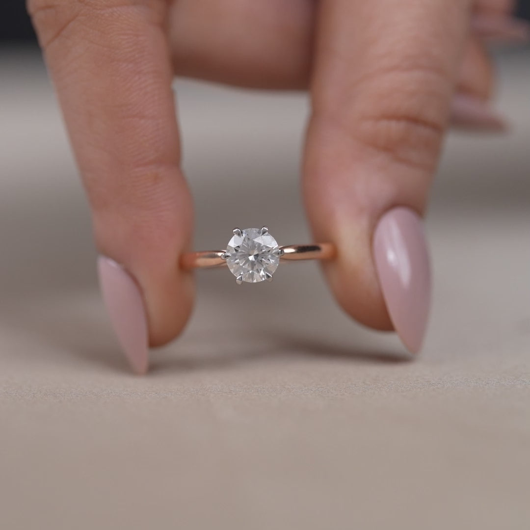 Classic round solitaire ring showcasing lab grown diamond timeless elegance