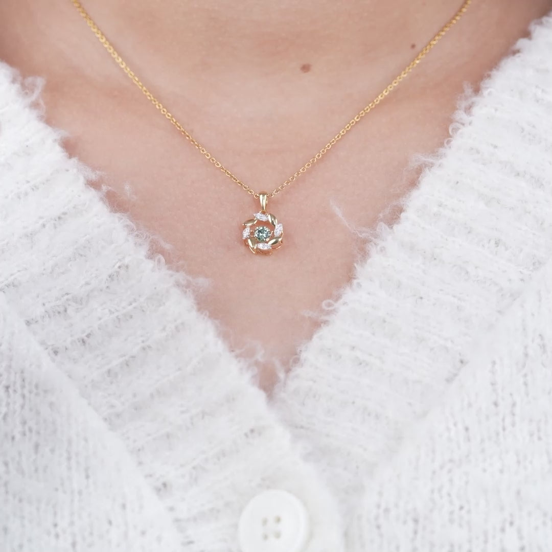 Floral Inspired Lab Diamond Halo Pendant Necklace