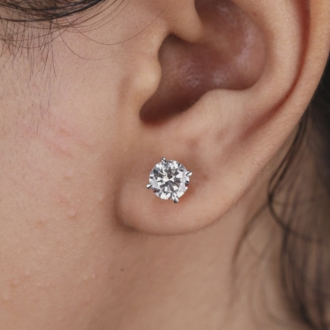 Round Lab Diamond Stud Earrings For Women