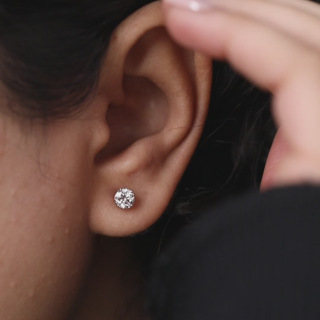 Round Cut Lab Grown Diamond Stud Earrings
