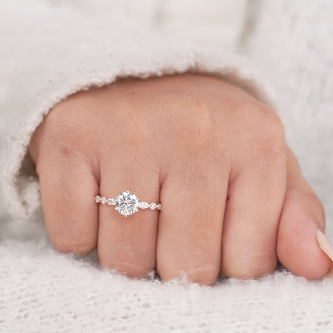 Classic Round Diamond Engagement Ring with Hidden Halo Setting