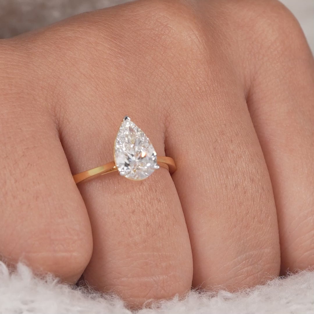 Pear Lab Grown Diamond Solitaire Engagement Ring