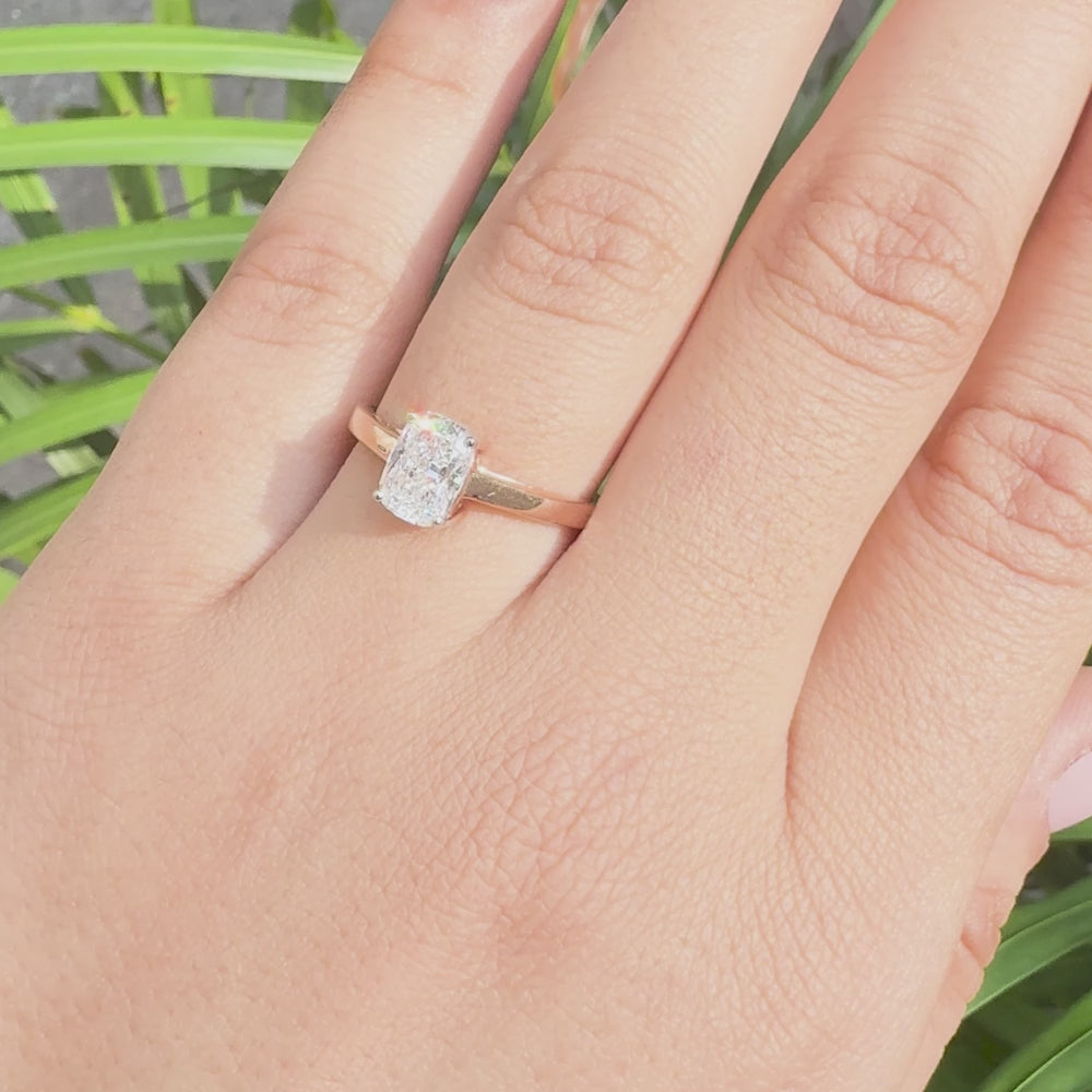 Cushion Cut Lab grown Diamond Solitaire Engagement Ring