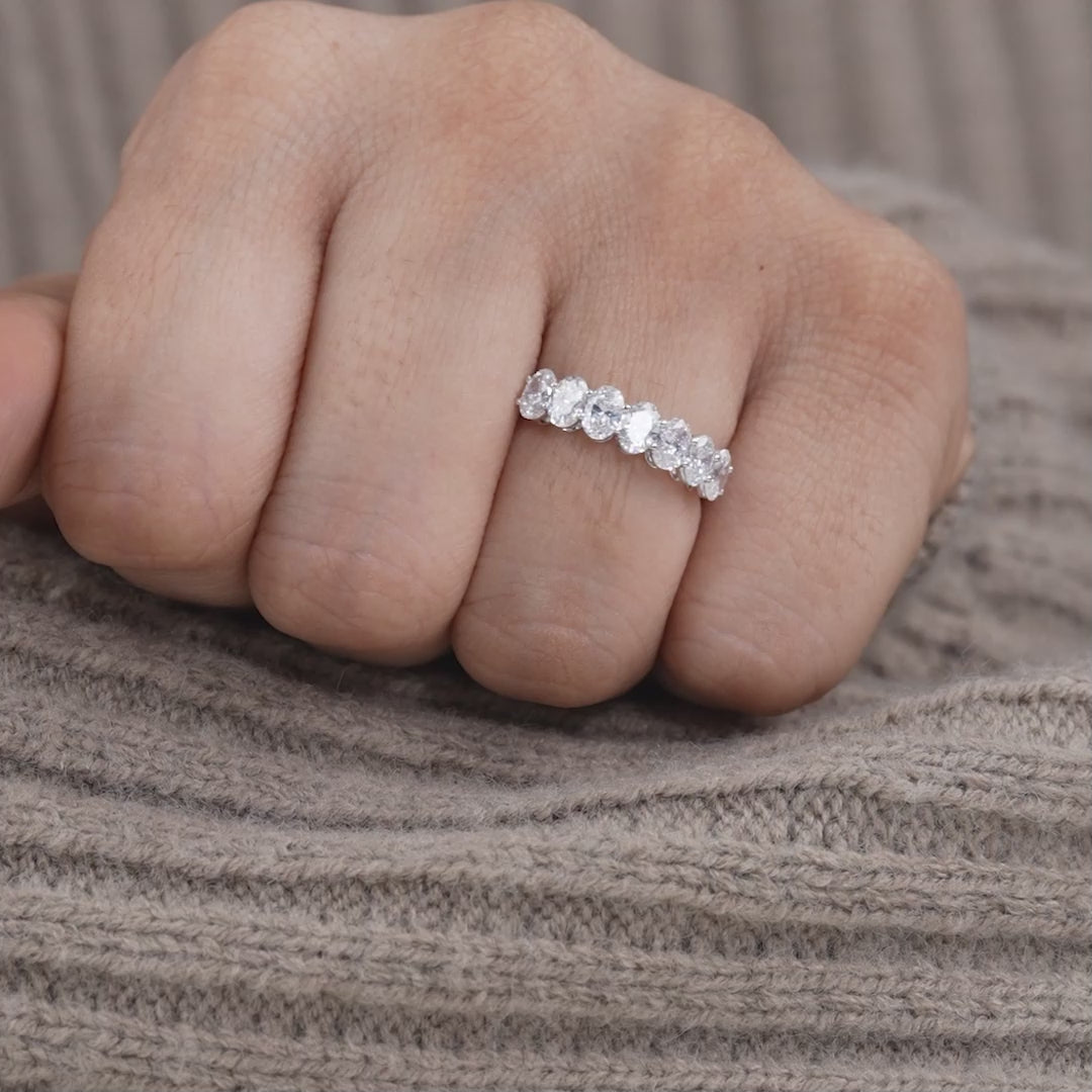 Seven Stone Oval Lab Grown Diamond Wedding Band
