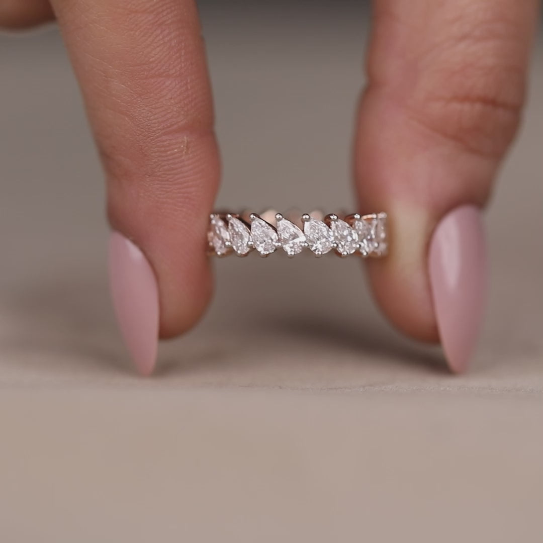 Luxury pear lab created diamond eternity ring bridal