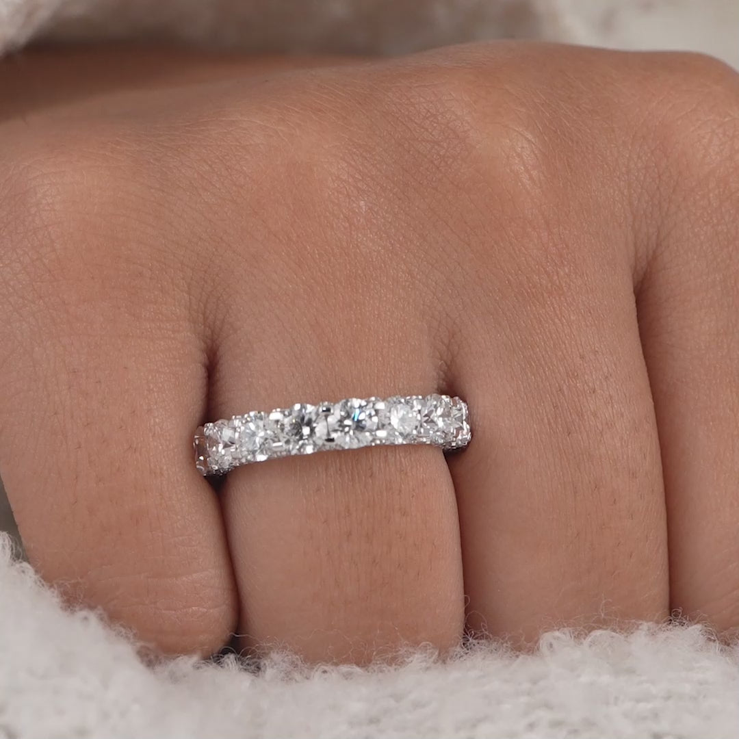 Oval Lab Grown Diamond Half Eternity Ring, Cluster Wedding Band for Women