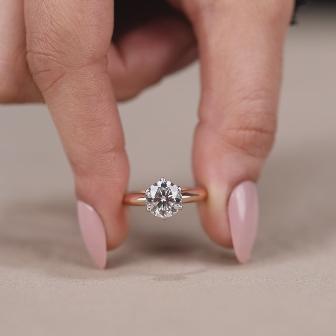 Classic solitaire ring featuring round lab created diamond anniversary