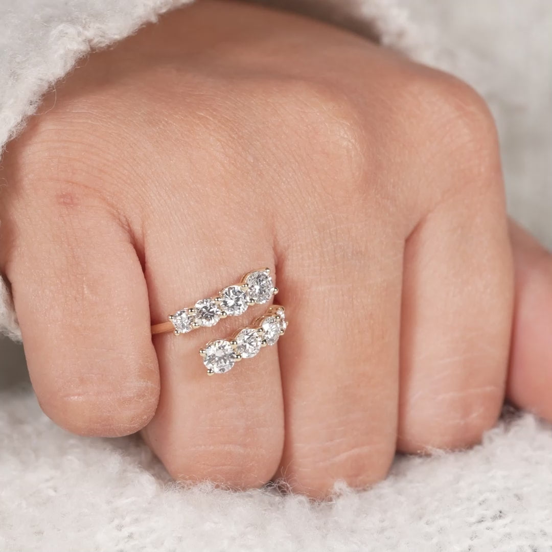 Open Diamond Ring with Round Lab Grown Diamonds for Women