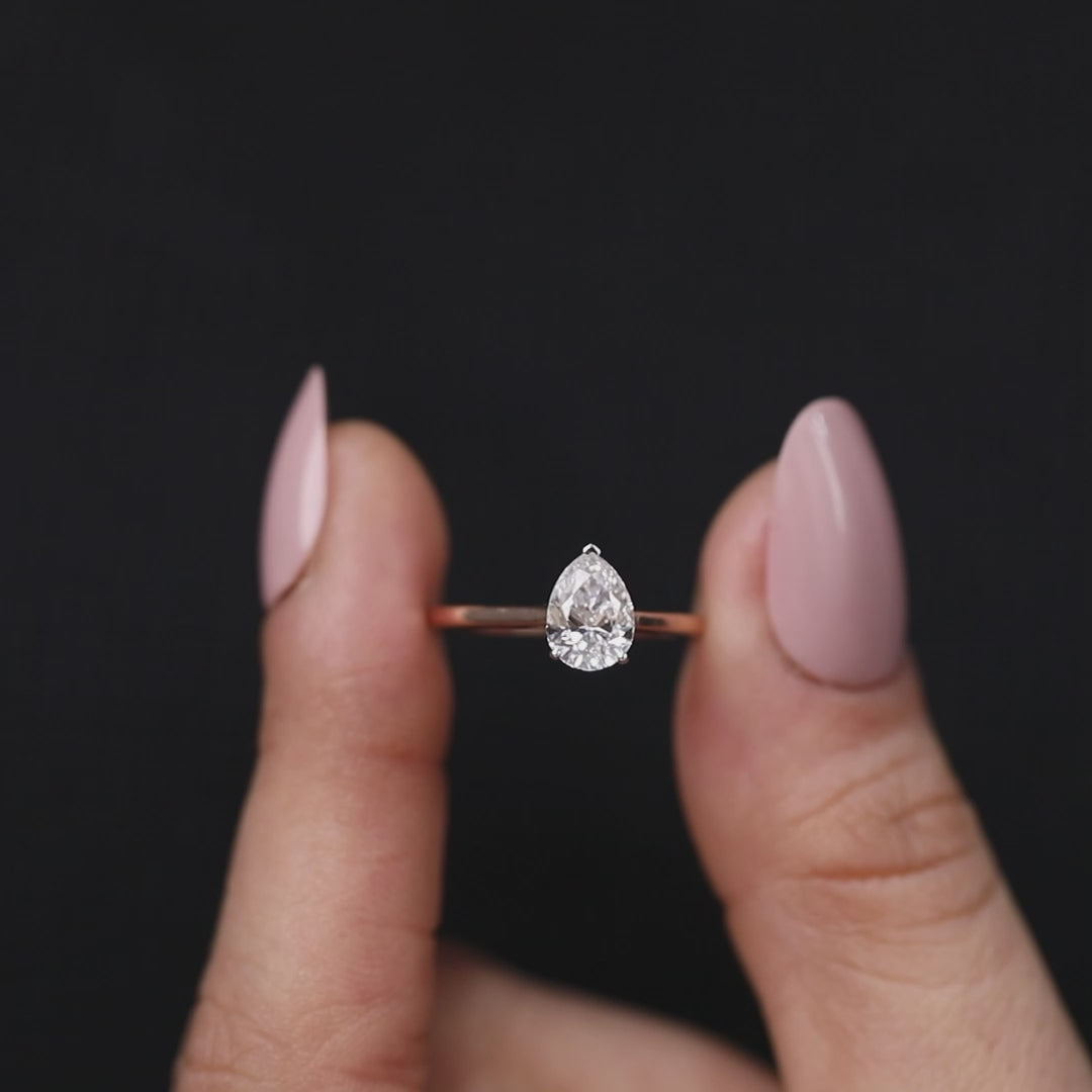 Pear Cut Lab Grown Diamond Solitaire Engagement Ring