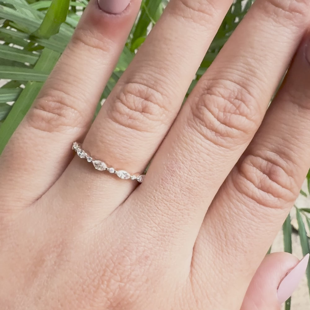 Marquise and round lab grown diamond stacking band in rose gold