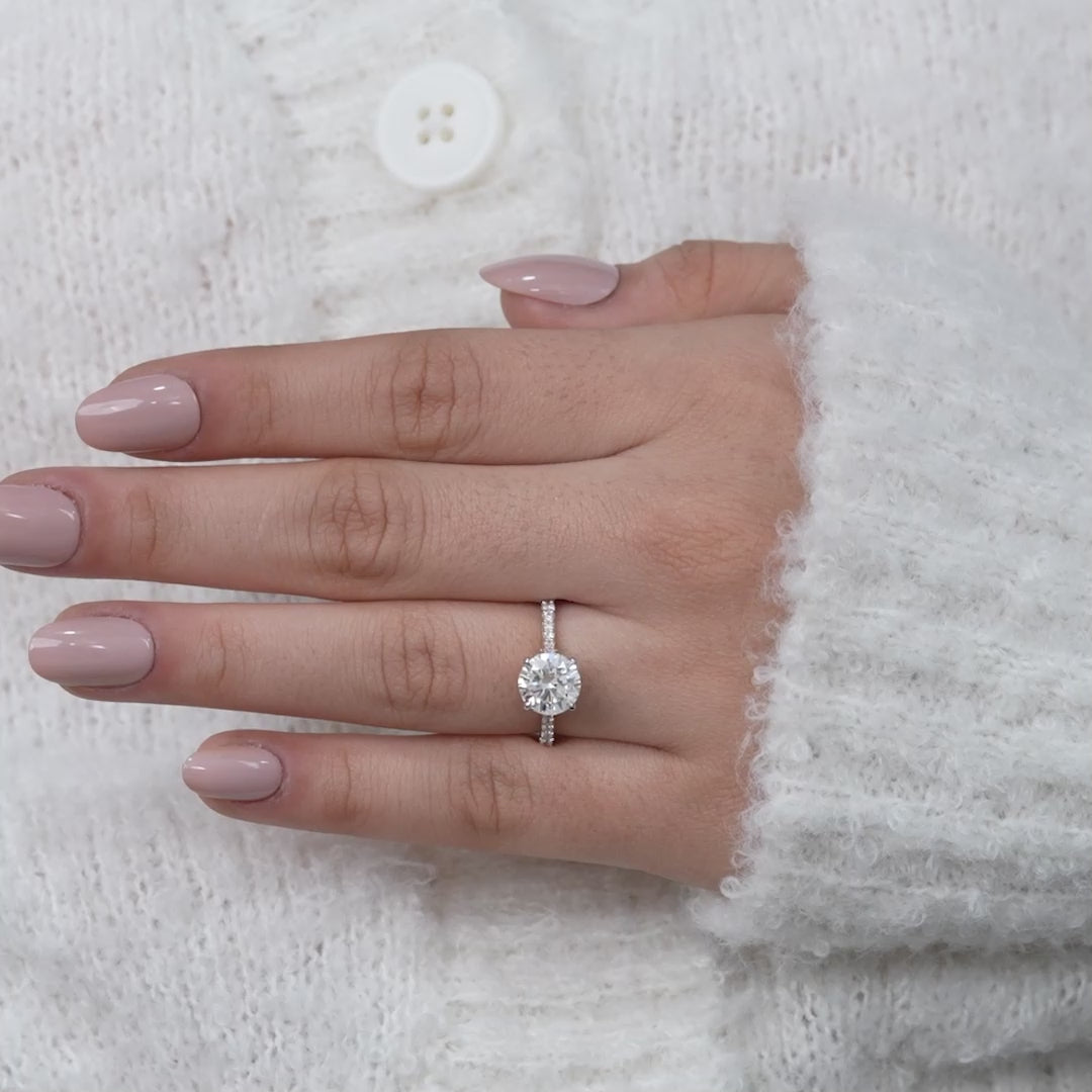 Round Lab Diamond Hidden Halo Engagement Ring