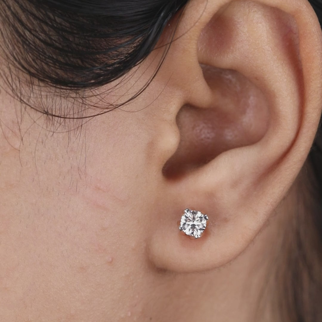 Round Lab Diamond Stud Earrings For Women