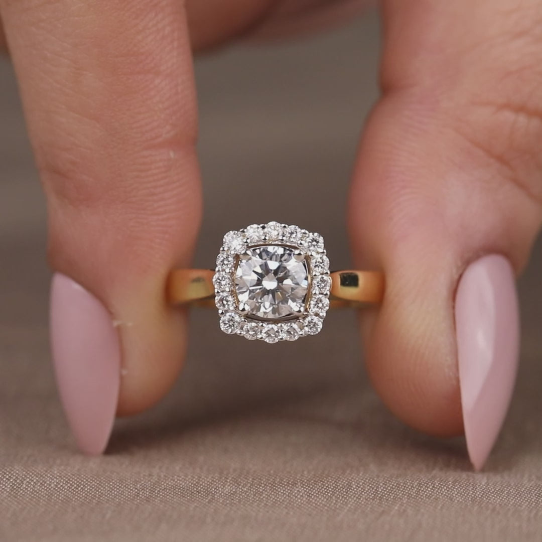 Round Halo Solitaire Lab Diamond Engagement Ring