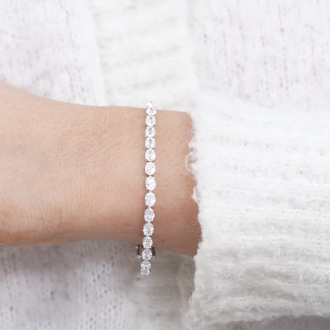 Luxury Oval Cut Lab Diamond Tennis Bracelet White Gold