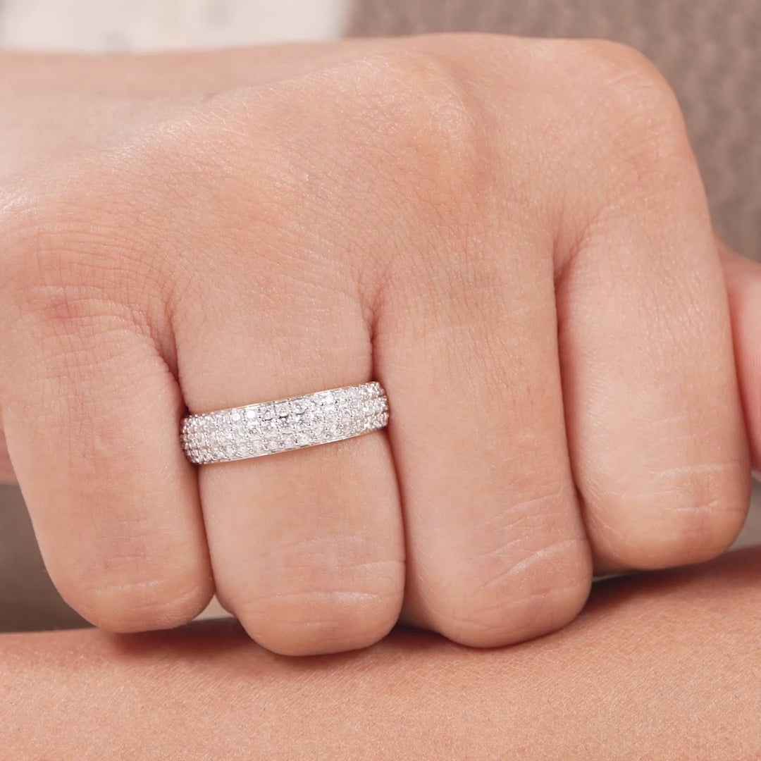 Round Cut Lab Grown Diamond Pave Wedding Band