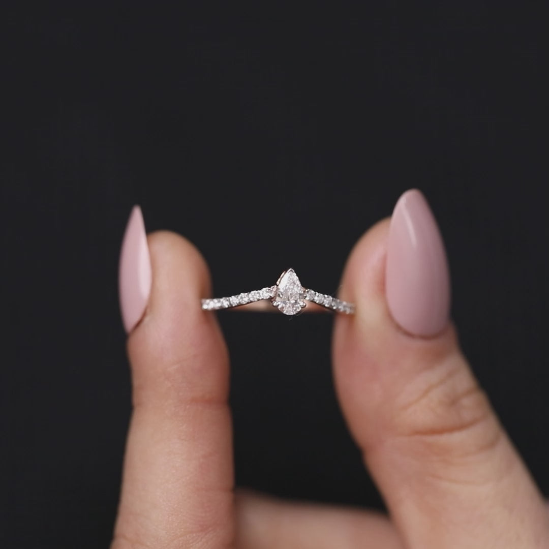 Pear Cut Lab Grown Diamond Engagement Ring