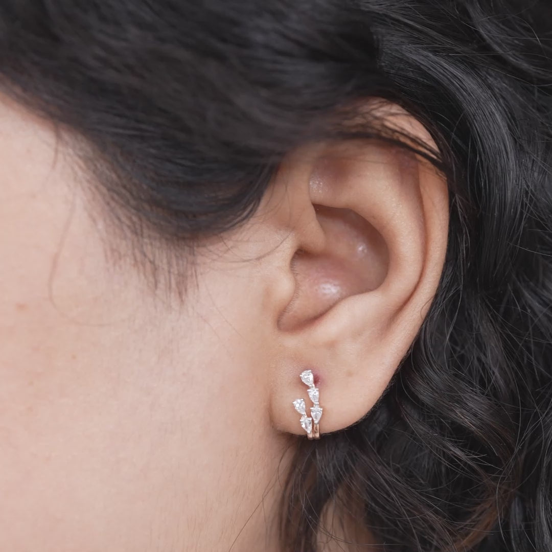 Minimalist rose gold earrings with pear lab grown diamond accents
