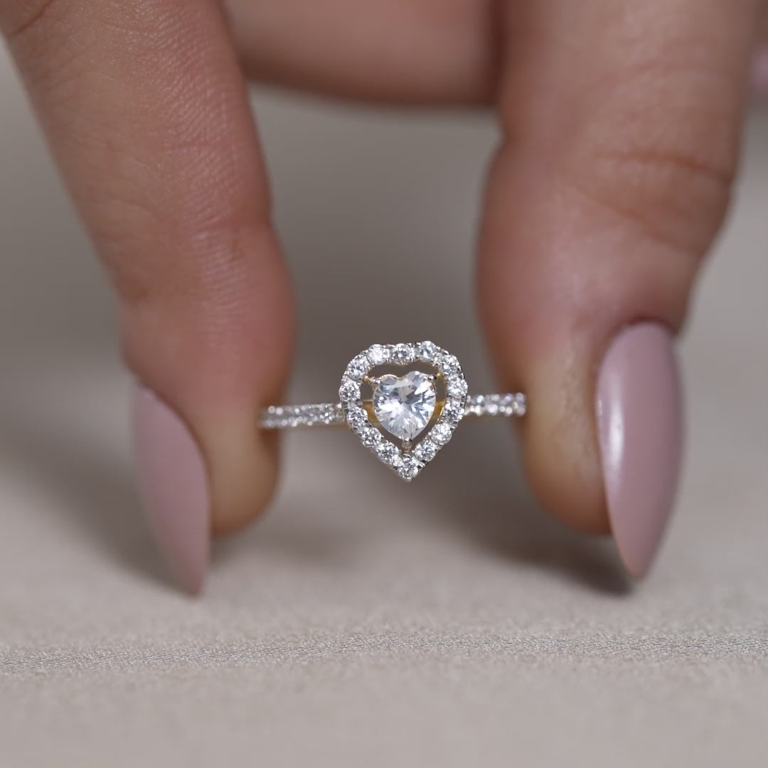 Heart Cut Lab Diamond Solitaire Engagement Ring