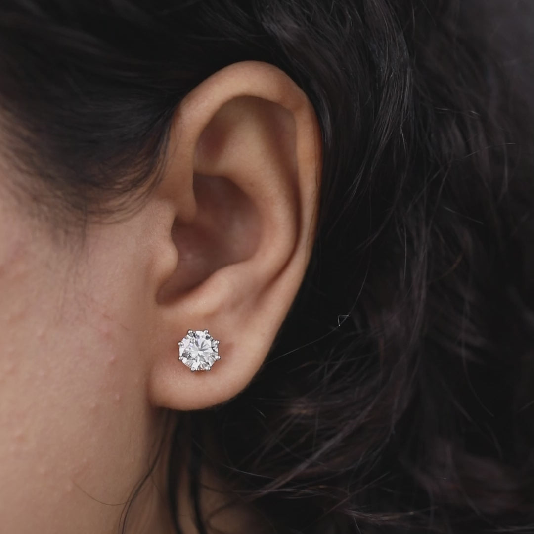 8 Prong Round Lab Grown Diamond Stud Earrings