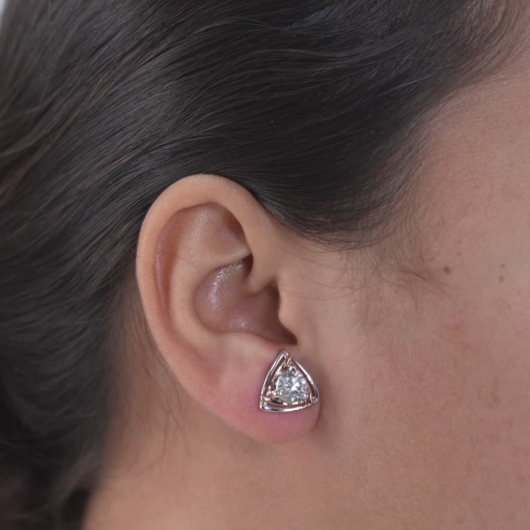 Trillion Shaped Frame Lab Diamond Stud Earrings