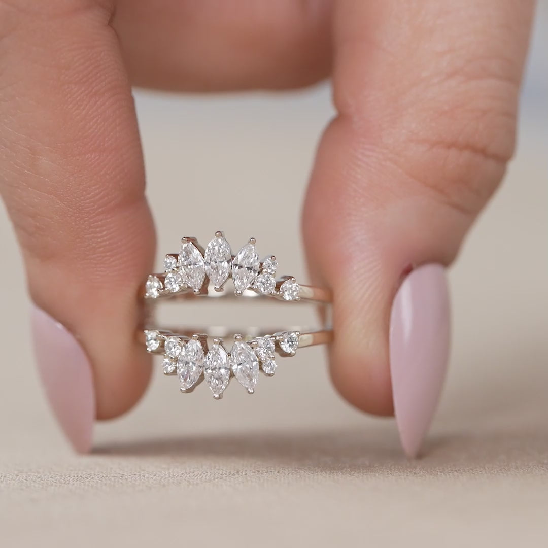 Elegant marquise cluster ring designed with sparkling lab grown diamonds