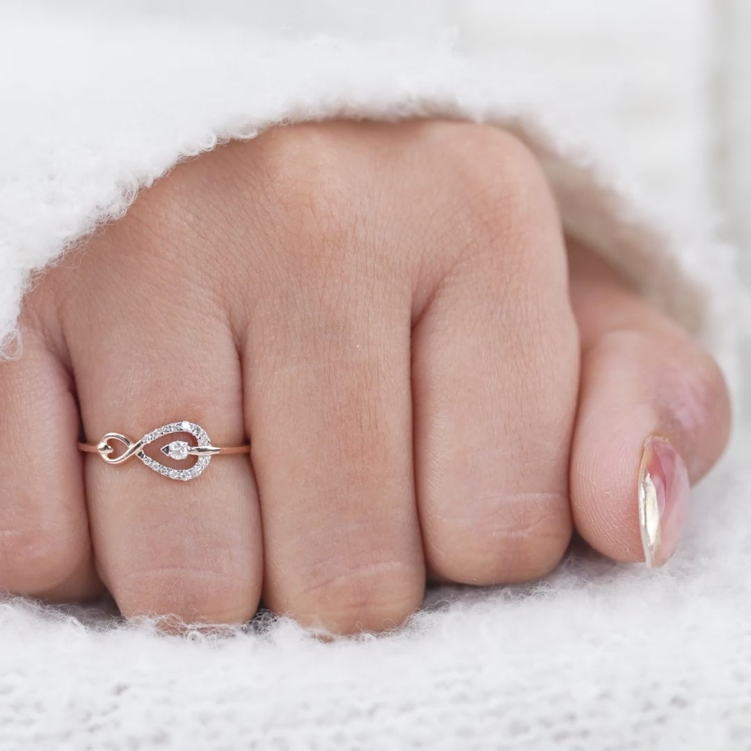 Luxury Heart Infinity Lab Diamond Minimalist Gold Statement Ring