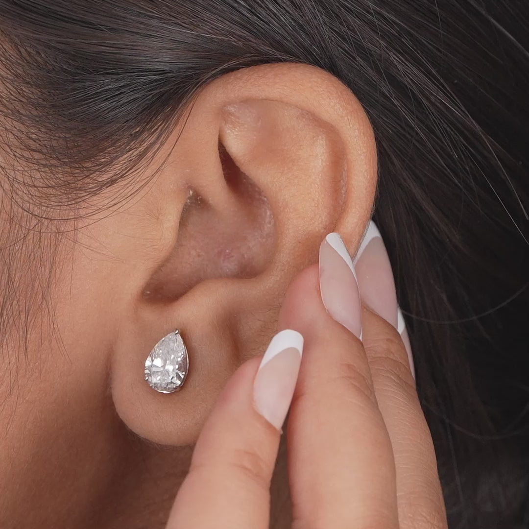 Pear Cut Lab Grown Diamond Solitaire Stud Earrings