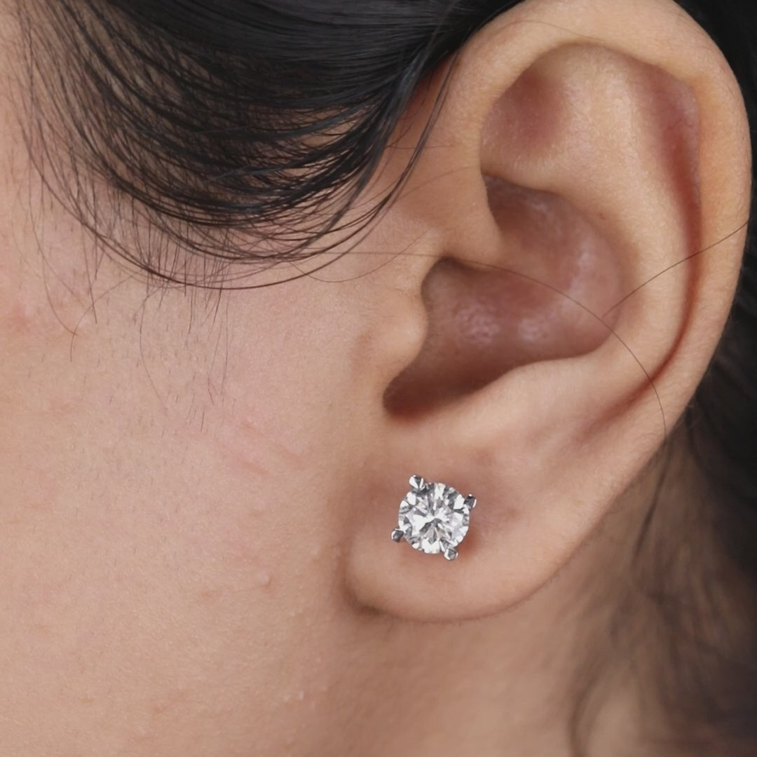 Round Lab Diamond Stud Earrings For Women