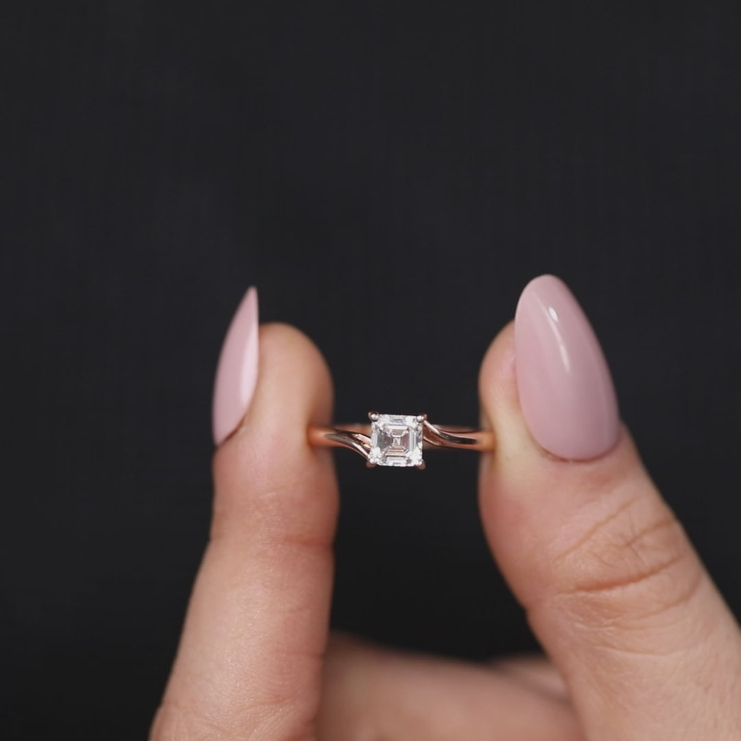 Asscher Cut Lab Grown Diamond Bypass Engagement Ring
