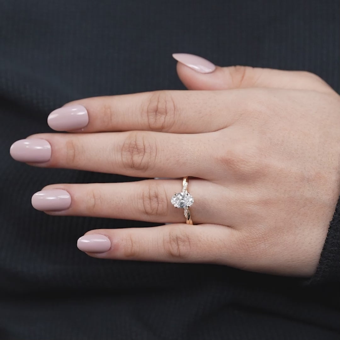 Oval Cut Diamond Solitaire Engagement Ring with Rope Inspired Band