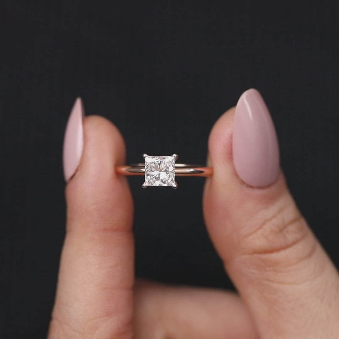 Princess Cut Lab Diamond Solitaire Engagement Ring