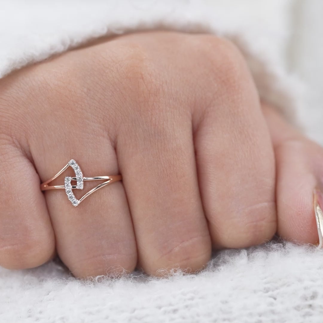 Luxury Geometric Curve Lab Diamond Minimalist Wedding Ring