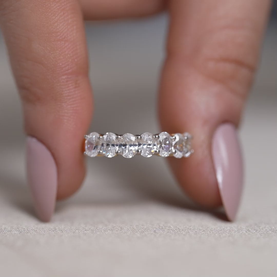 7 Stone Oval Cut Lab Diamond Wedding Ring