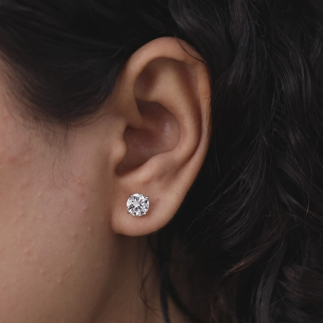 Round Cut Lab Grown Diamond Stud Earrings