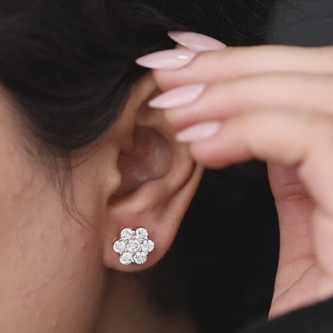 Floral Cluster Lab Grown Diamond Stud Earrings