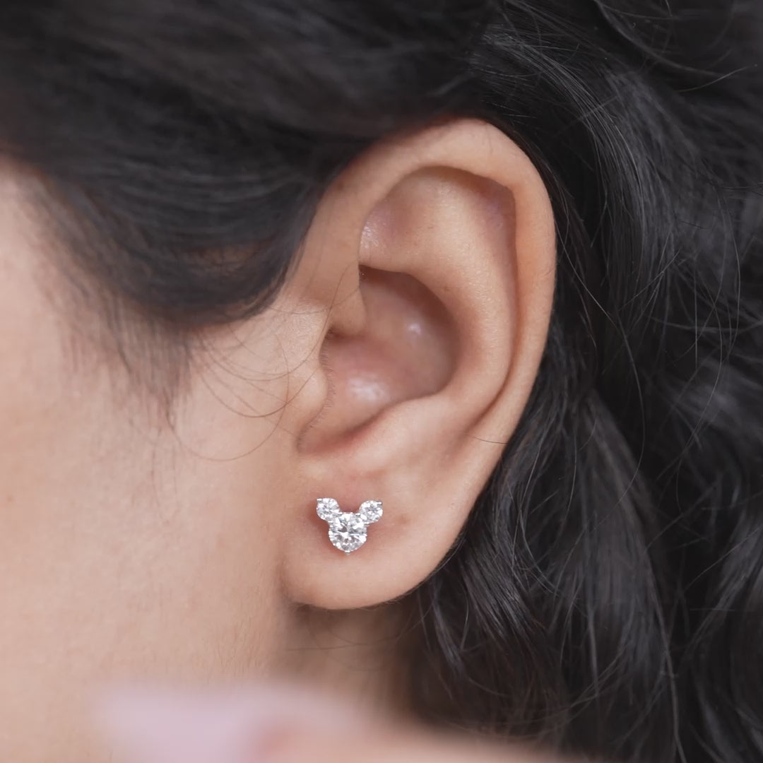 Round lab grown diamond cluster studs with classic prong setting