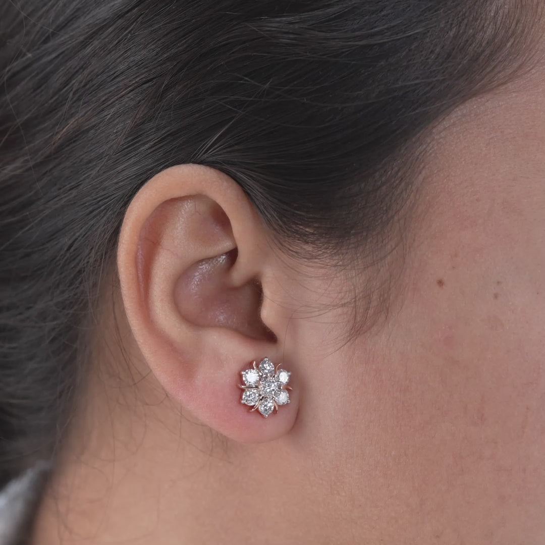 Floral Cluster Lab Diamond Stud Earrings
